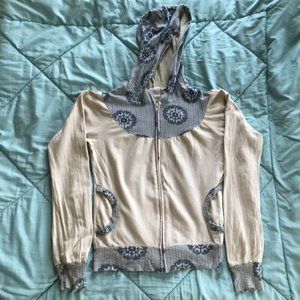 Floral & Cream Hoodie - Zipper - Women - Large